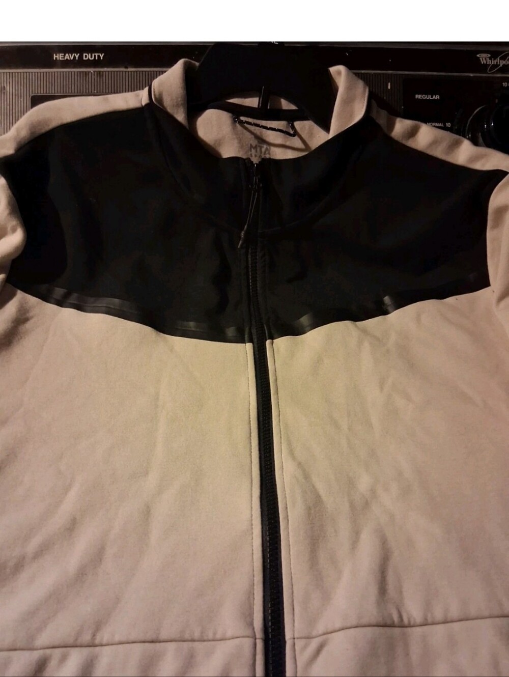 Men's Two-Tone Zip-Up Sweater Jacket - Black and Beige Xxl